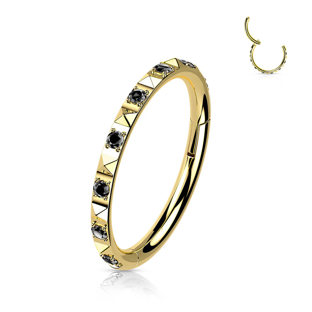 Titanium Ring Pyramid Cut Zirconia Clicker - Image 8