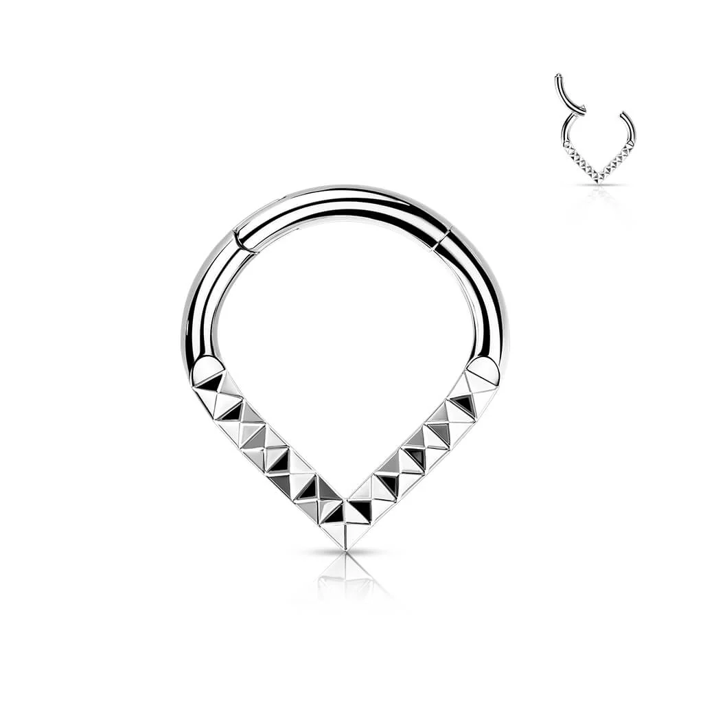 Titanium Ring Chevron Pyramid Cut Clicker - Image 6