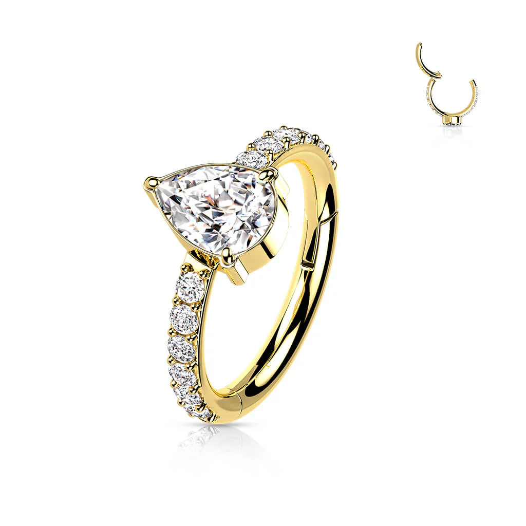 Titanium Ring TearDrop Zirconia Clicker - Image 4