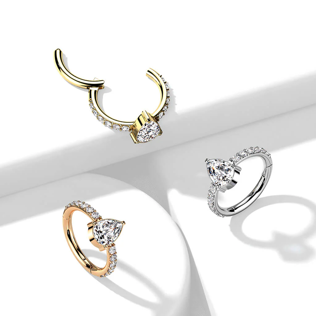 Titanium Ring TearDrop Zirconia Clicker - Image 7