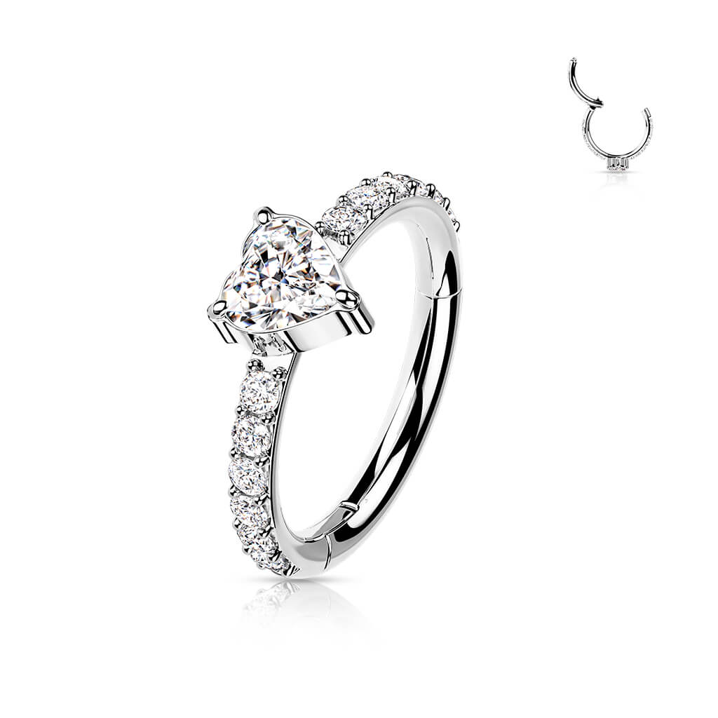 Titanium Ring Heart Zirconia Clicker - Image 2