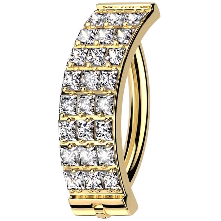 Titanium Ring 3 lines zirconia pave setting Clicker - Image 6