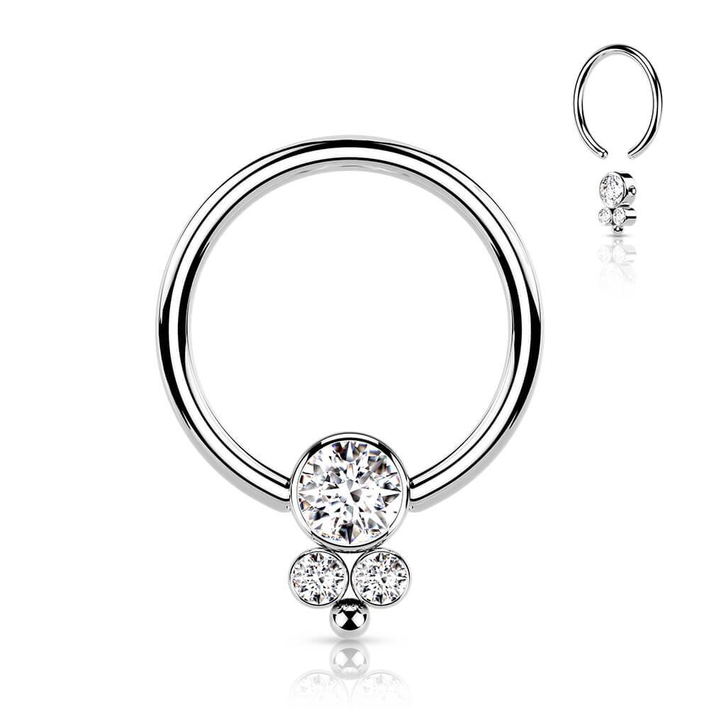 Ring Ball Flat 3 Zirconia Captive Bead - Image 2