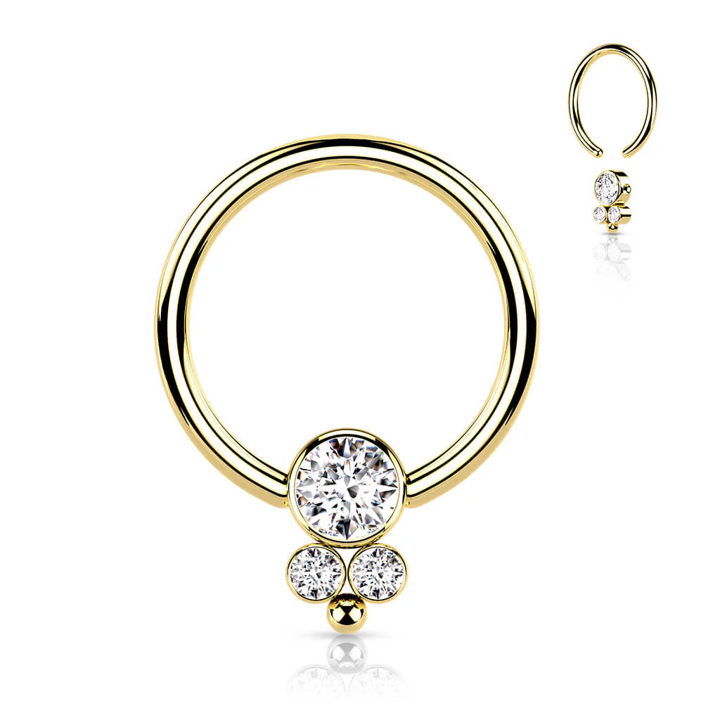 Ring Ball Flat 3 Zirconia Captive Bead - Image 4