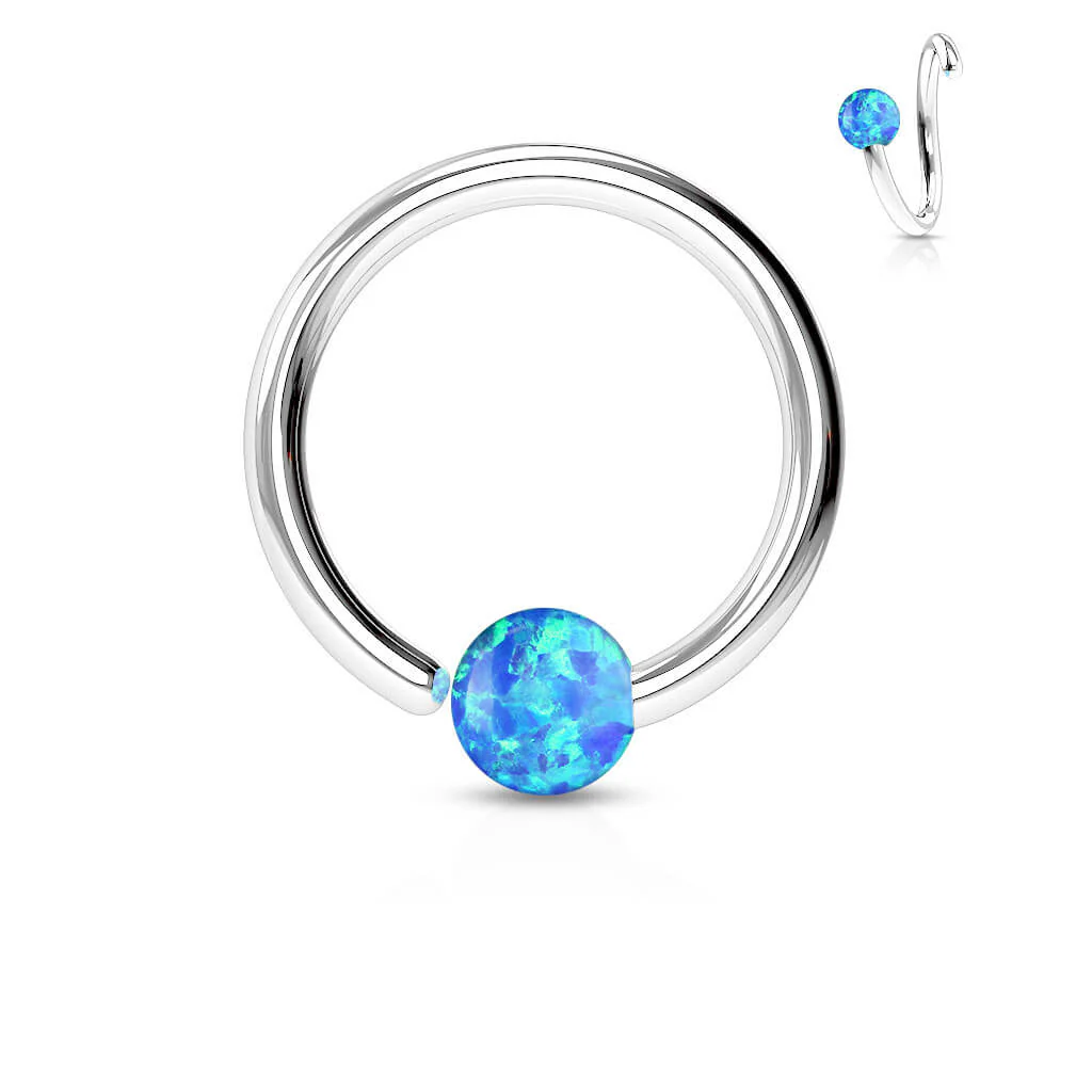 Ring Ball Opal Silver Bendable - Image 2