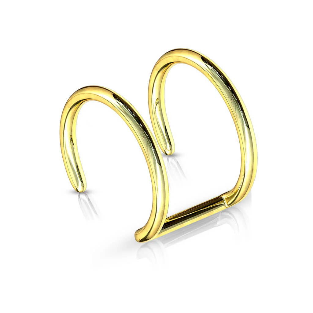 Fake Ear Piercing Double Line Black Bendable - Image 2