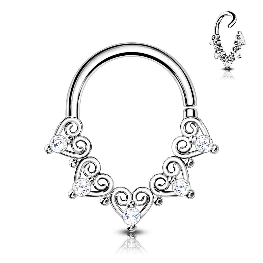 Ring Heart dangle Zirconia Silver Bendable - Image 4