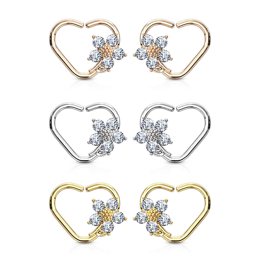 Ring Heart Flower Zirconia Bendable - Image 3