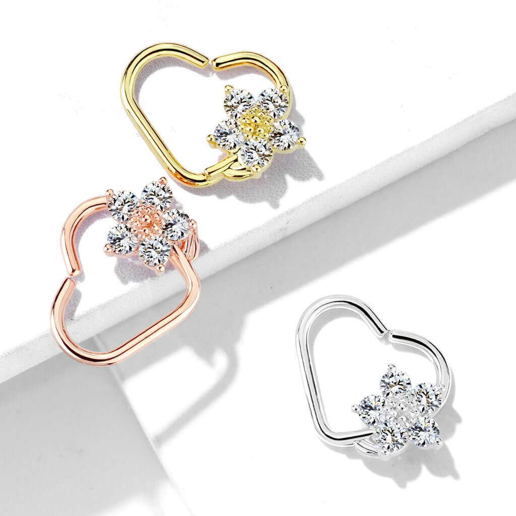 Ring Heart Flower Zirconia Bendable - Image 5