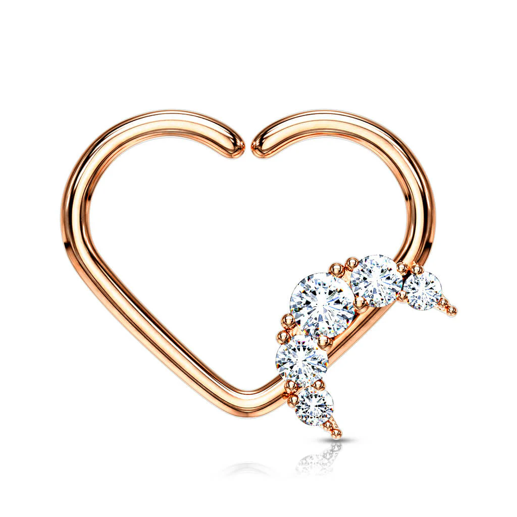 Piercing Ring Heart Moon Zirconia Bendable - Image 6