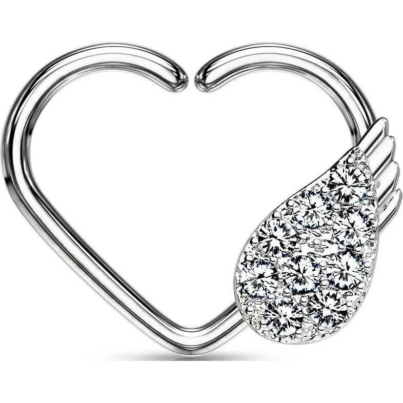 Piercing Ring Heart Angel Wings Zirconia Bendable