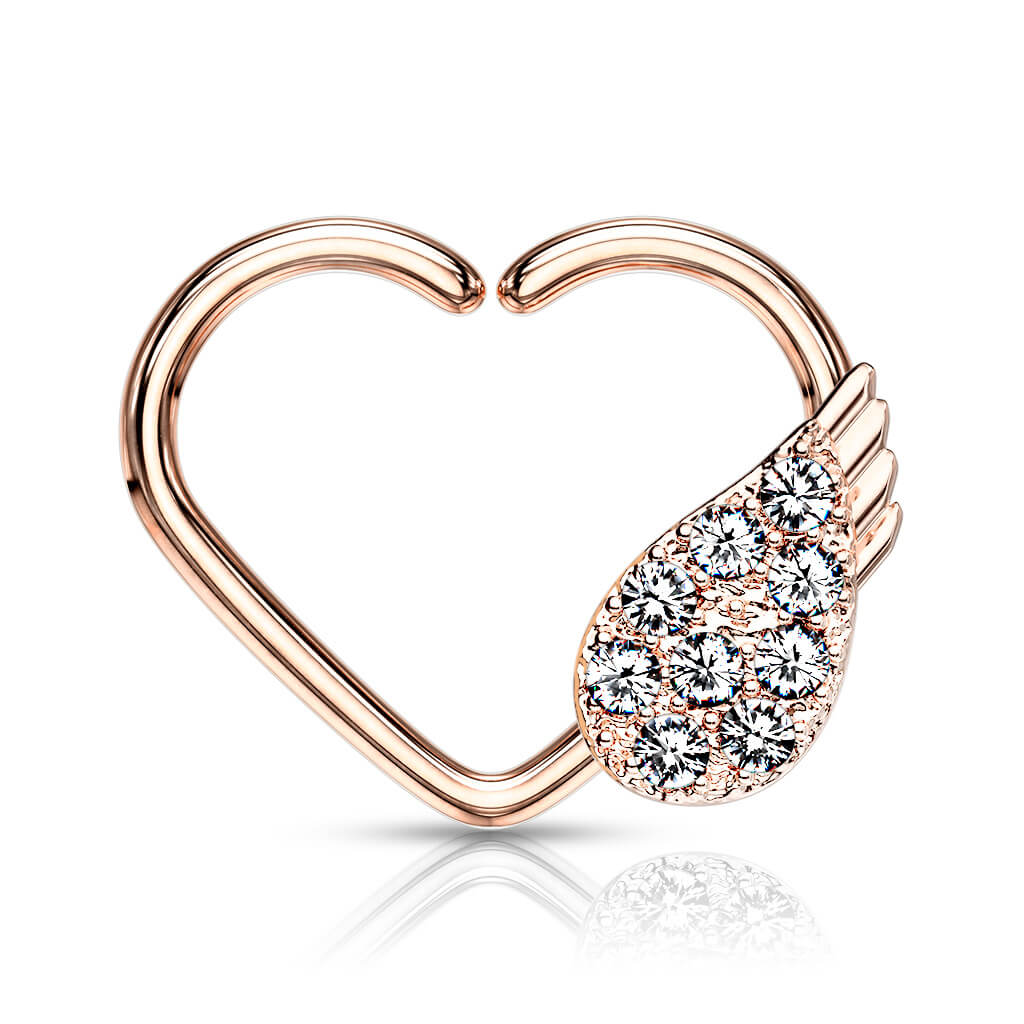 Piercing Ring Heart Angel Wings Zirconia Bendable - Image 6