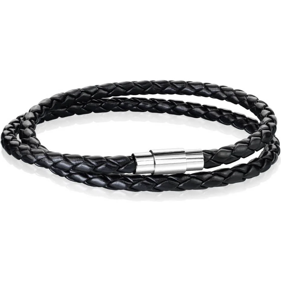 Double Row Black Braided Silver Claps Magnet