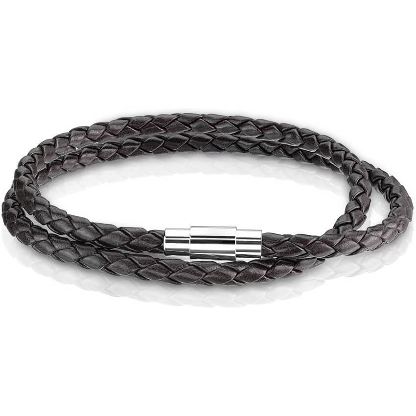 Double Row Brown Braided Silver Claps Magnet