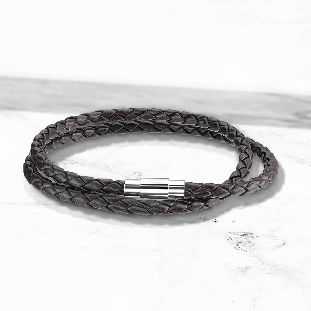 Double Row Brown Braided Silver Claps Magnet - Image 2
