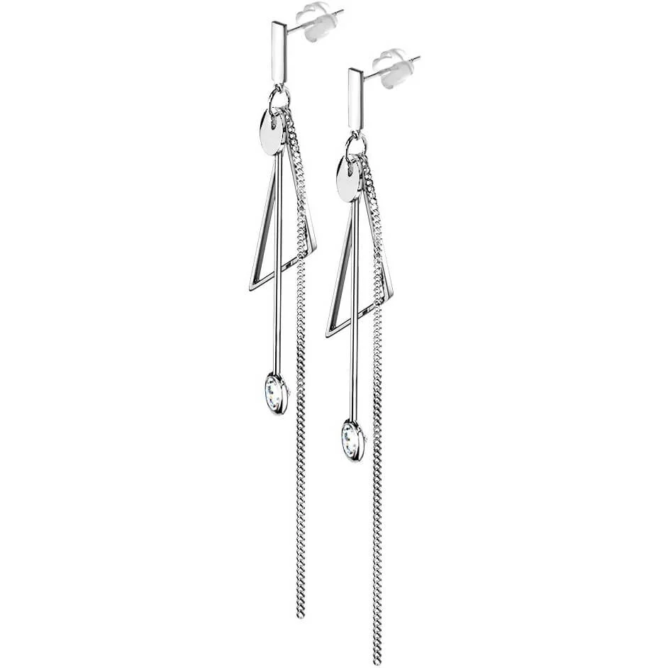 Triangle Chains Dangle Zirconia Silver