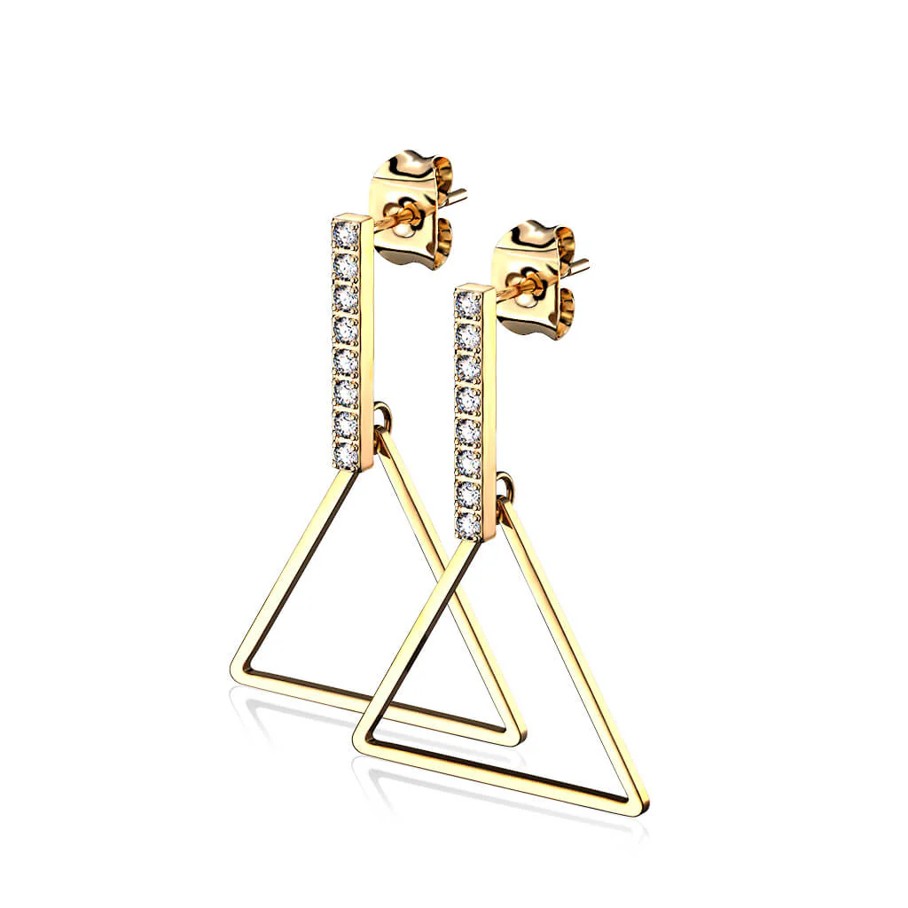 Ear Stud Triangle Bar dangle Zirconia - Image 4