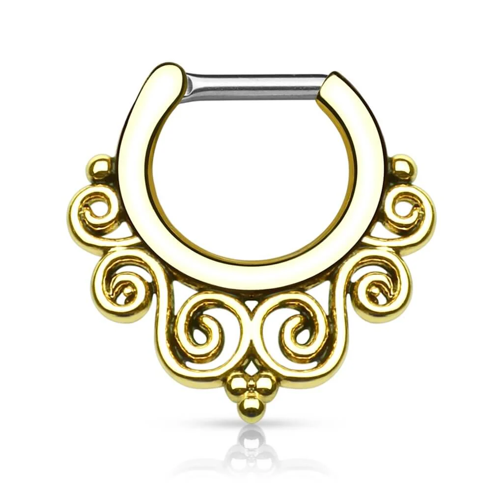 Septum Piercing Clicker Tribal PVD Clicker - Image 2