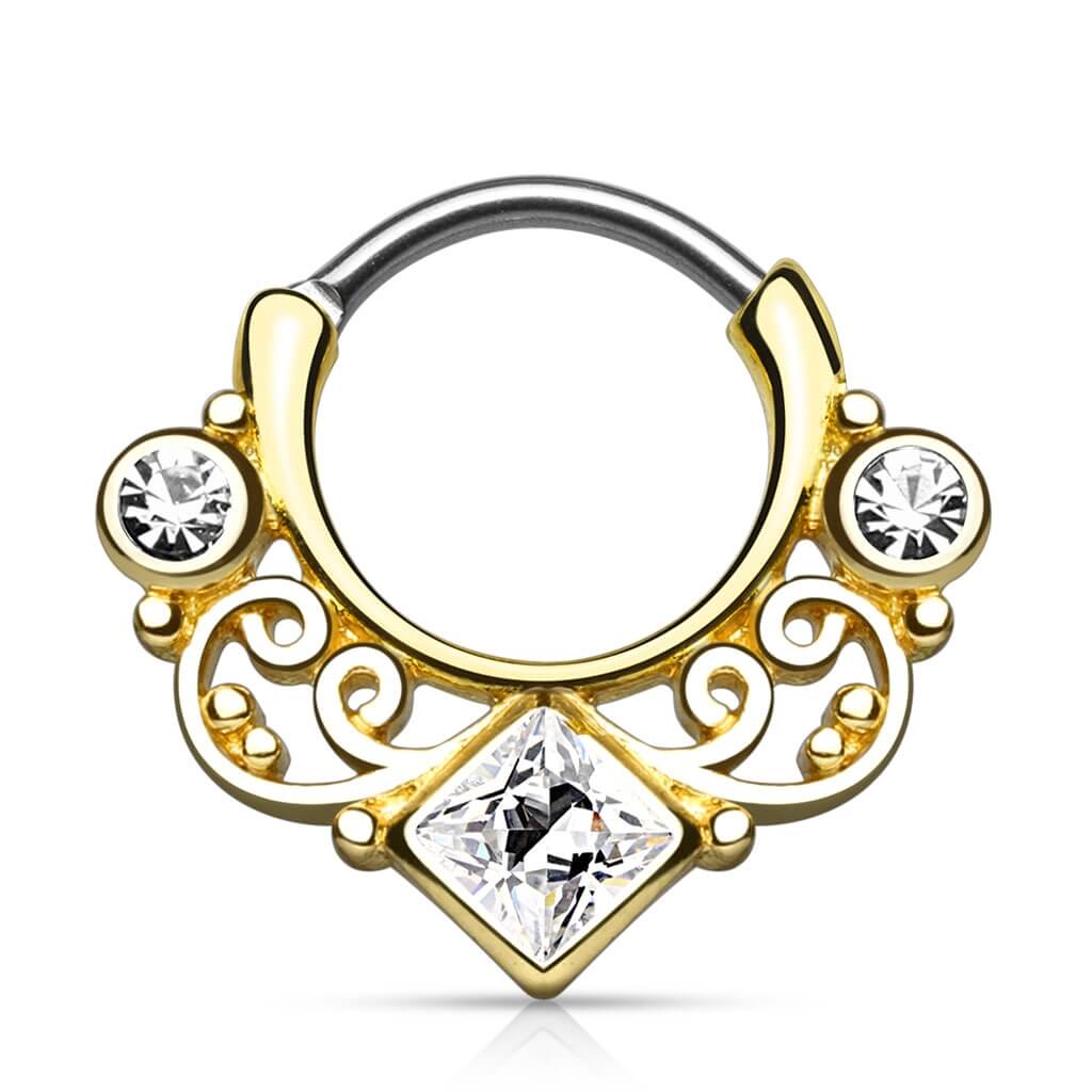 Septum Piercing Clicker Square Zirconia Clicker - Image 2