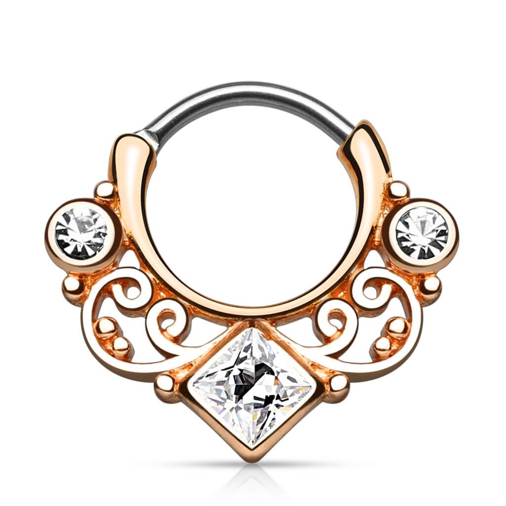 Septum Piercing Clicker Square Zirconia Clicker - Image 3