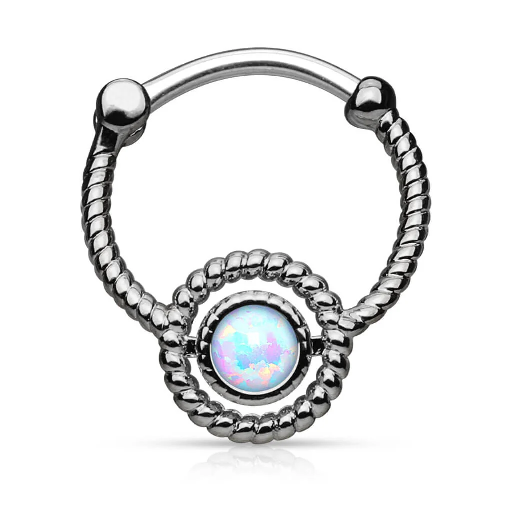 Septum Piercing Clicker Opal Clicker - Image 3
