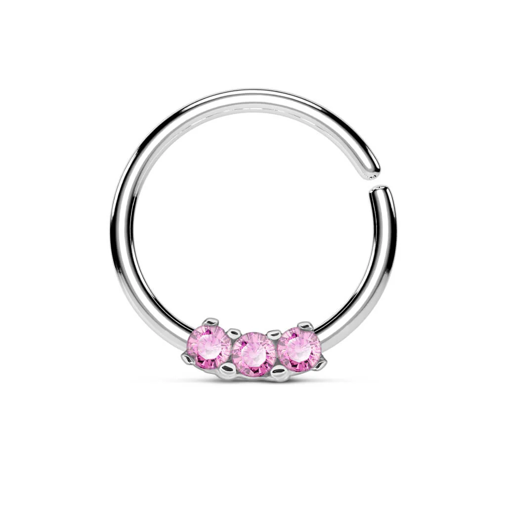 Piercing Ring 3 Zirconia Bendable - Image 4