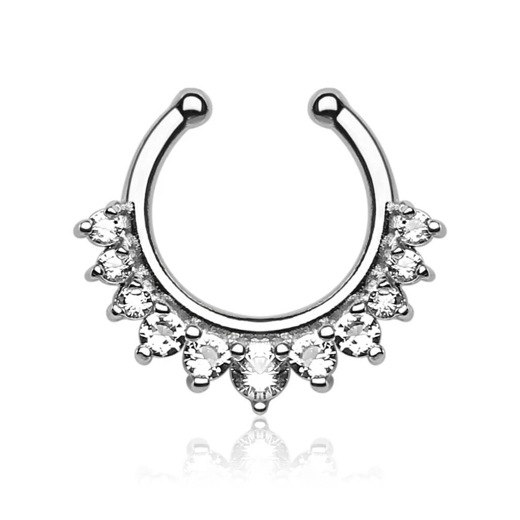 Fake Nose Piercing Septum 11 Zirconia Bendable - Image 4