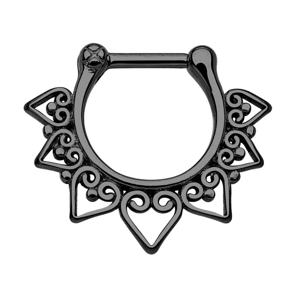 Septum Piercing Clicker Tribal Heart Clicker - Image 3