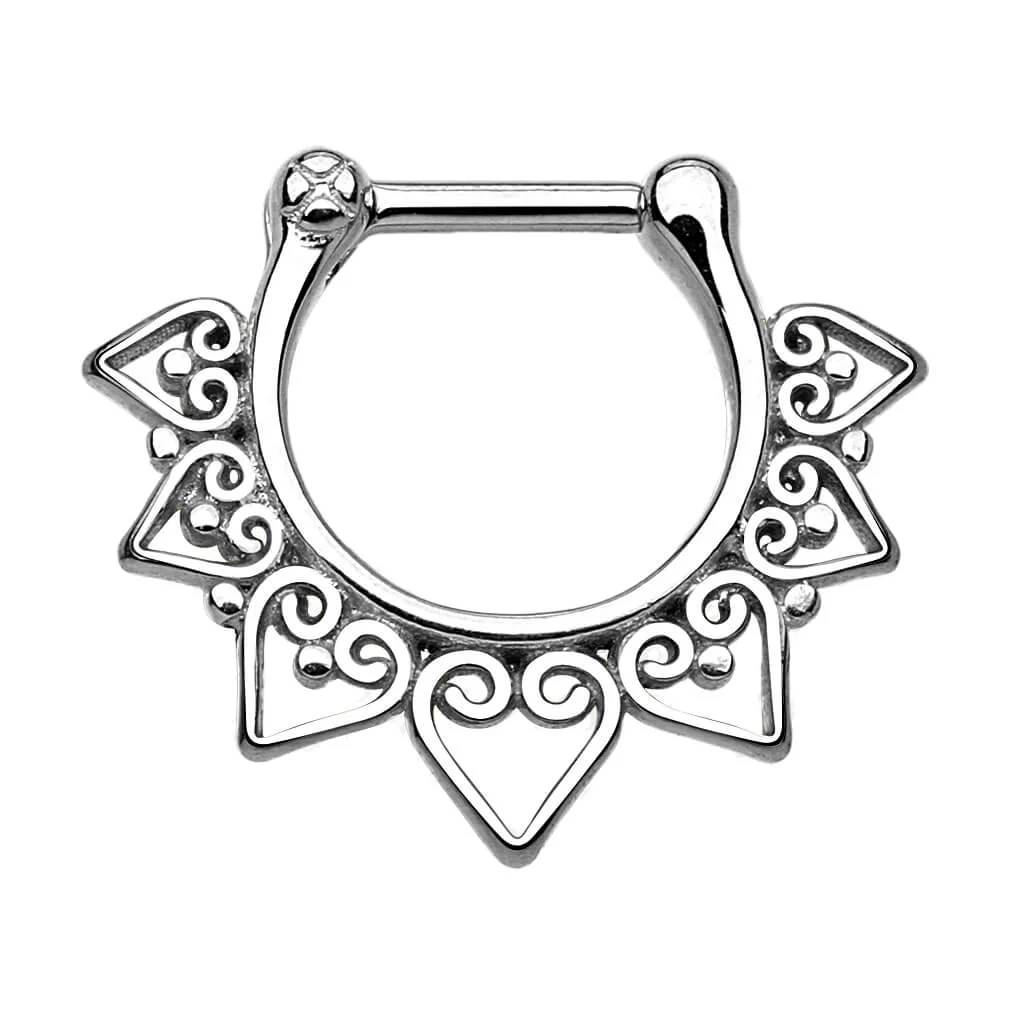 Septum Piercing Clicker Tribal Heart Clicker - Image 4