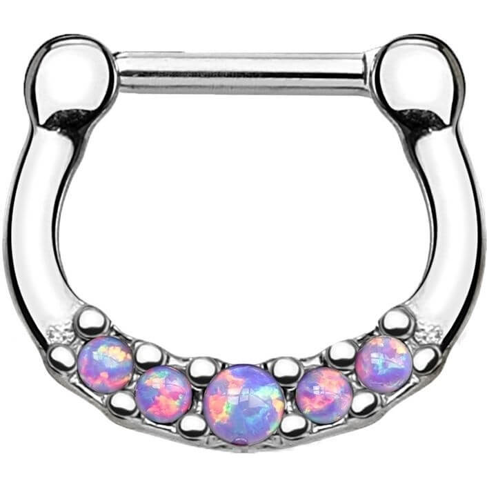 Septum Piercing Clicker Clicker 5 Opal Silver