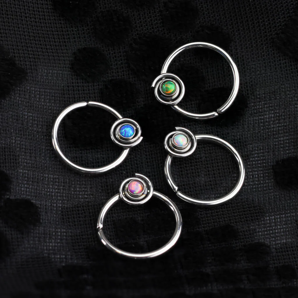 Ring Opal Round Silver Bendable - Image 3