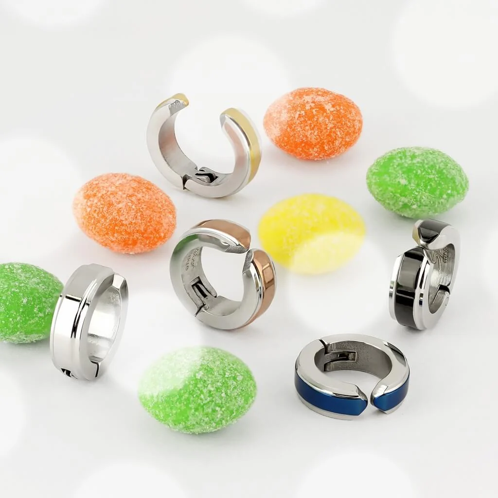 Fake Ear Piercing Creole Blue Silver - Image 2