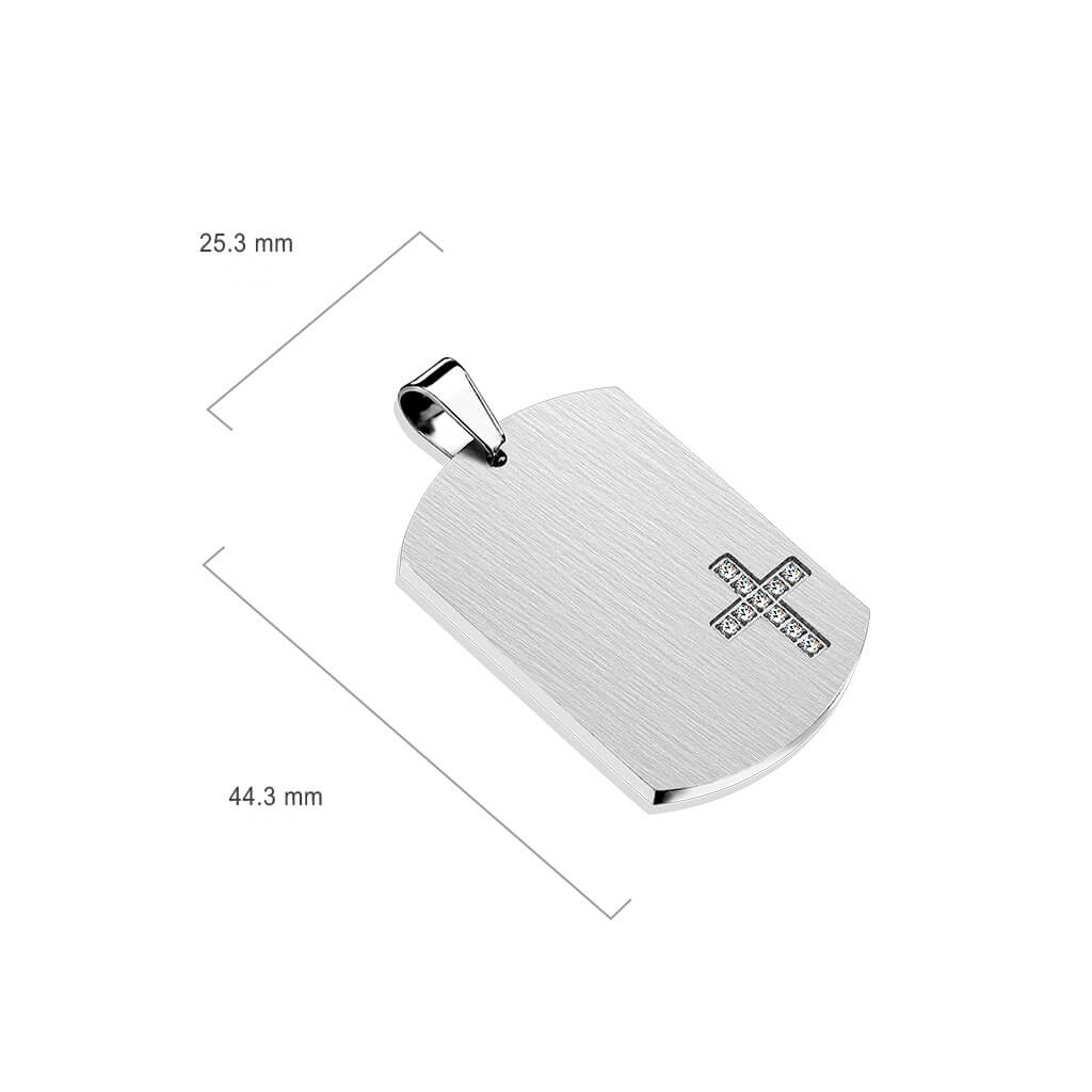 Dog Tag Cross Zirconia Silver - Image 2
