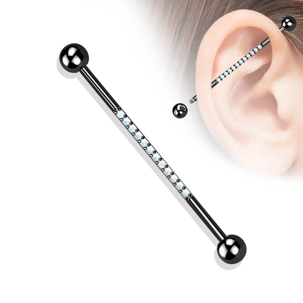 Titanium Industrial Barbell Zirconia Opal - Image 4