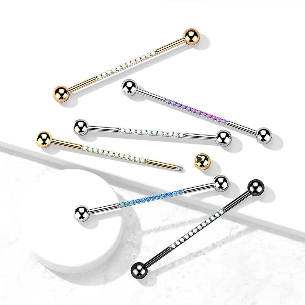 Titanium Industrial Barbell Zirconia Opal - Image 7