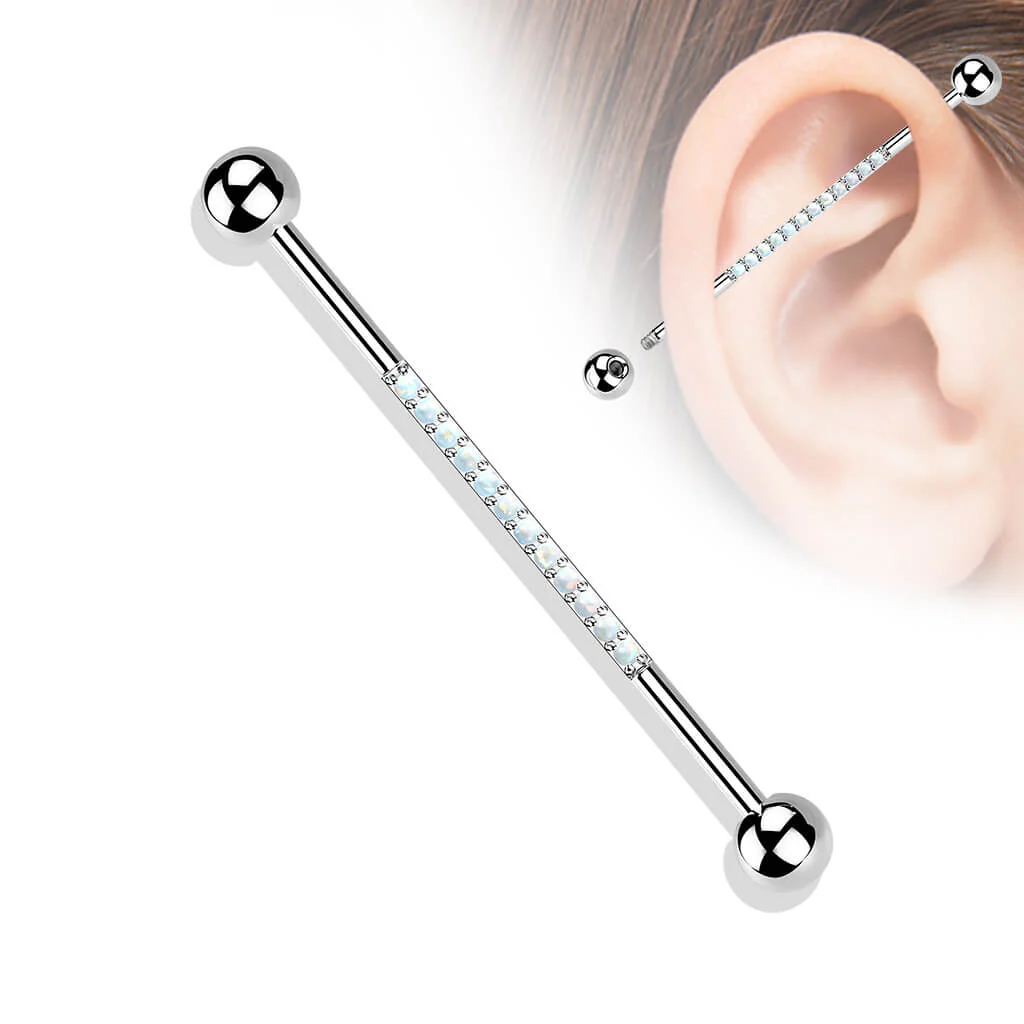 Titanium Industrial Barbell Zirconia Opal - Image 9