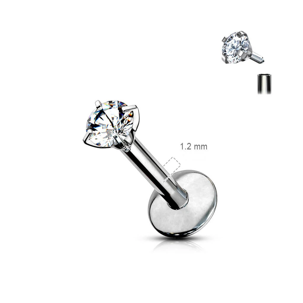 Titanium Labret Zirconia Round Internally Threaded - Image 2