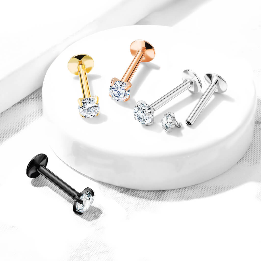 Titanium Labret Zirconia Round Internally Threaded - Image 5
