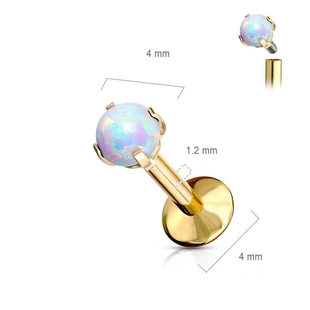 Titanium Labret Ball Opal Internally Threaded - Image 3
