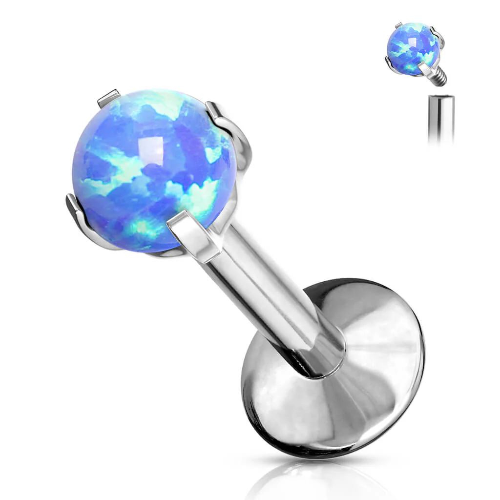 Titanium Labret Ball Opal Internally Threaded - Image 4