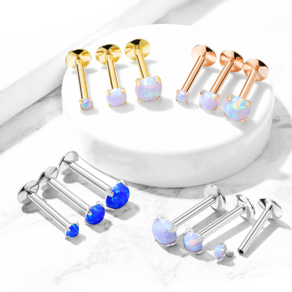 Titanium Labret Ball Opal Internally Threaded - Image 9