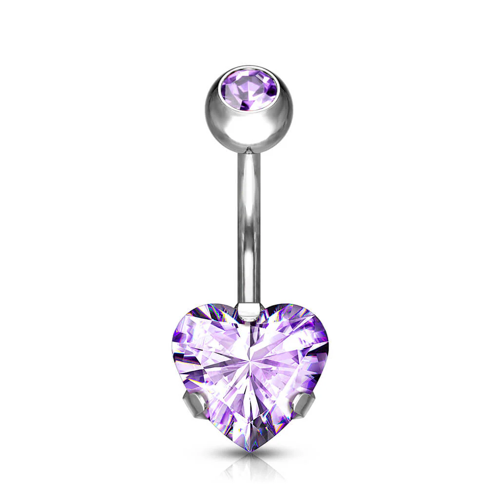 Titanium Belly Button Piercing Heart Zirconia - Image 10