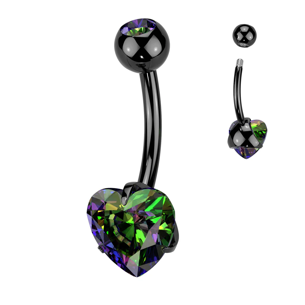 Titanium Belly Button Piercing Heart Zirconia - Image 11