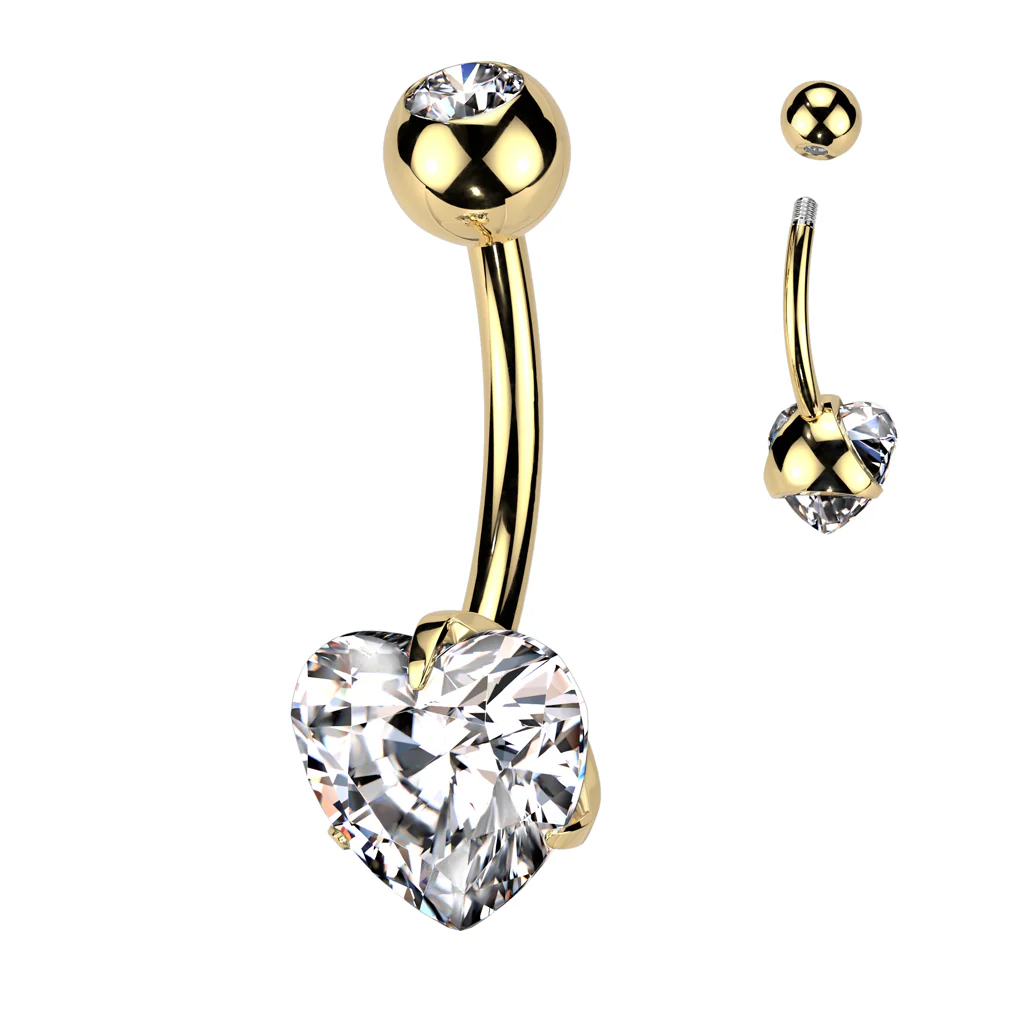 Titanium Belly Button Piercing Heart Zirconia - Image 12
