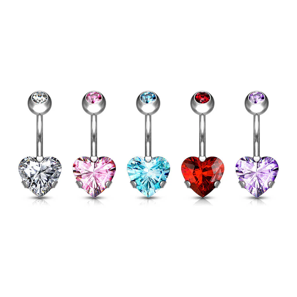 Titanium Belly Button Piercing Heart Zirconia - Image 3