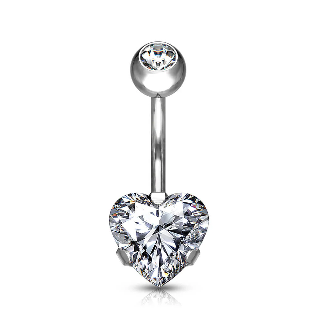 Titanium Belly Button Piercing Heart Zirconia - Image 6