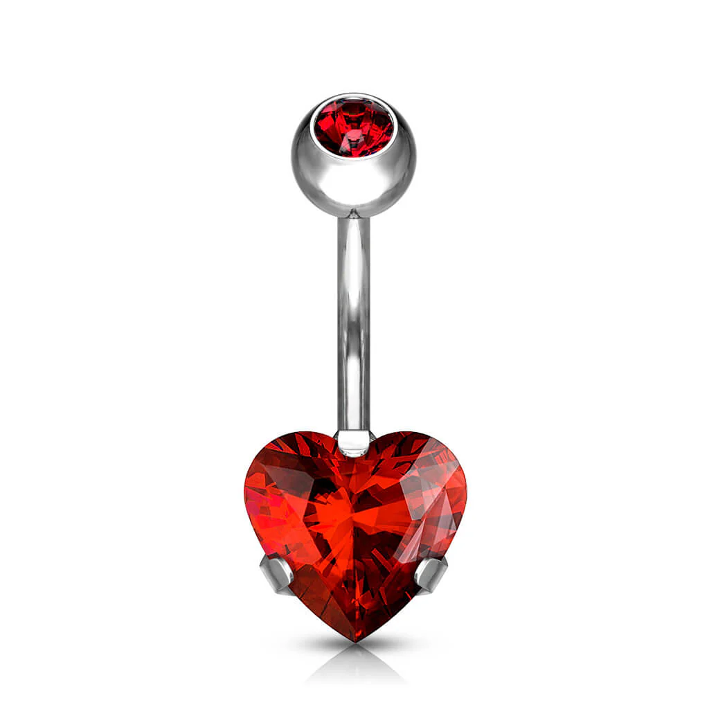 Titanium Belly Button Piercing Heart Zirconia - Image 8