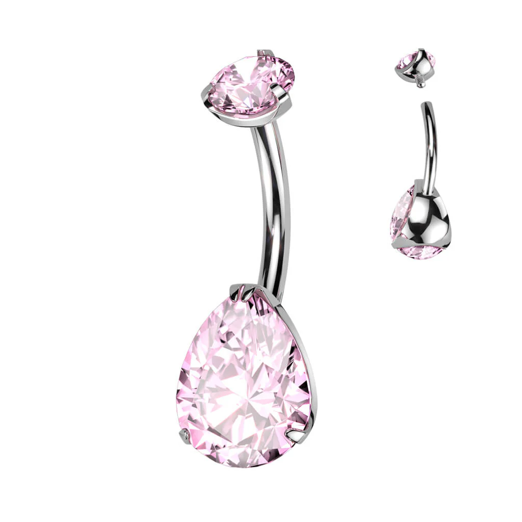 Titanium Belly Button Piercing Drop Zirconia Internally Threaded - Image 10
