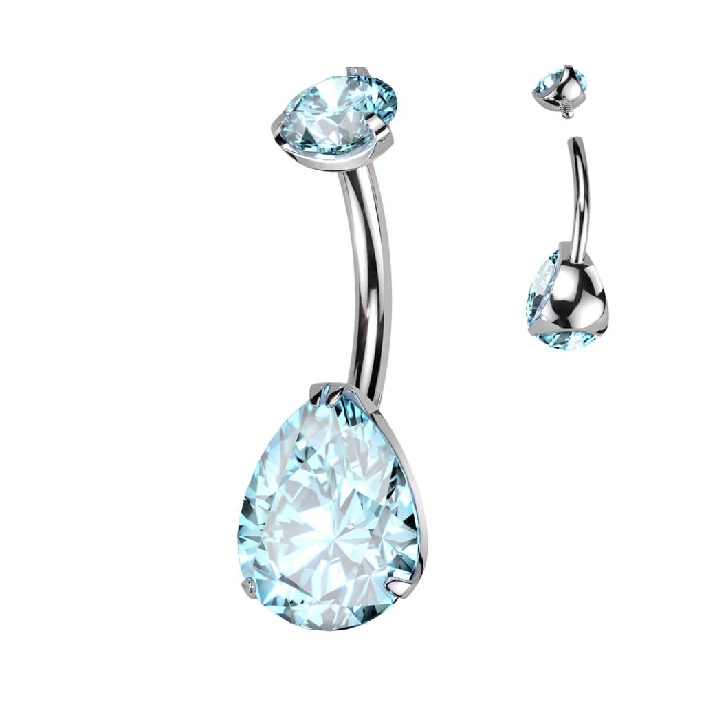 Titanium Belly Button Piercing Drop Zirconia Internally Threaded - Image 11