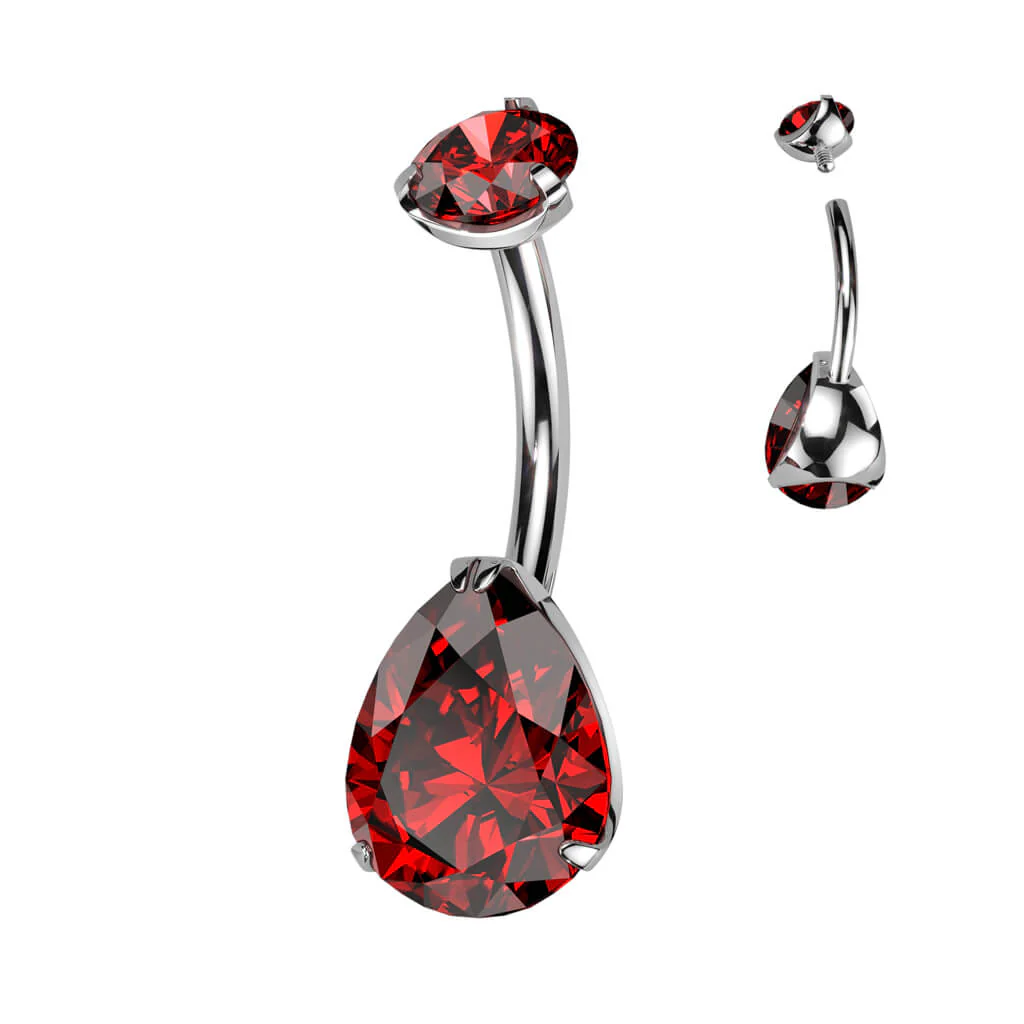 Titanium Belly Button Piercing Drop Zirconia Internally Threaded - Image 12
